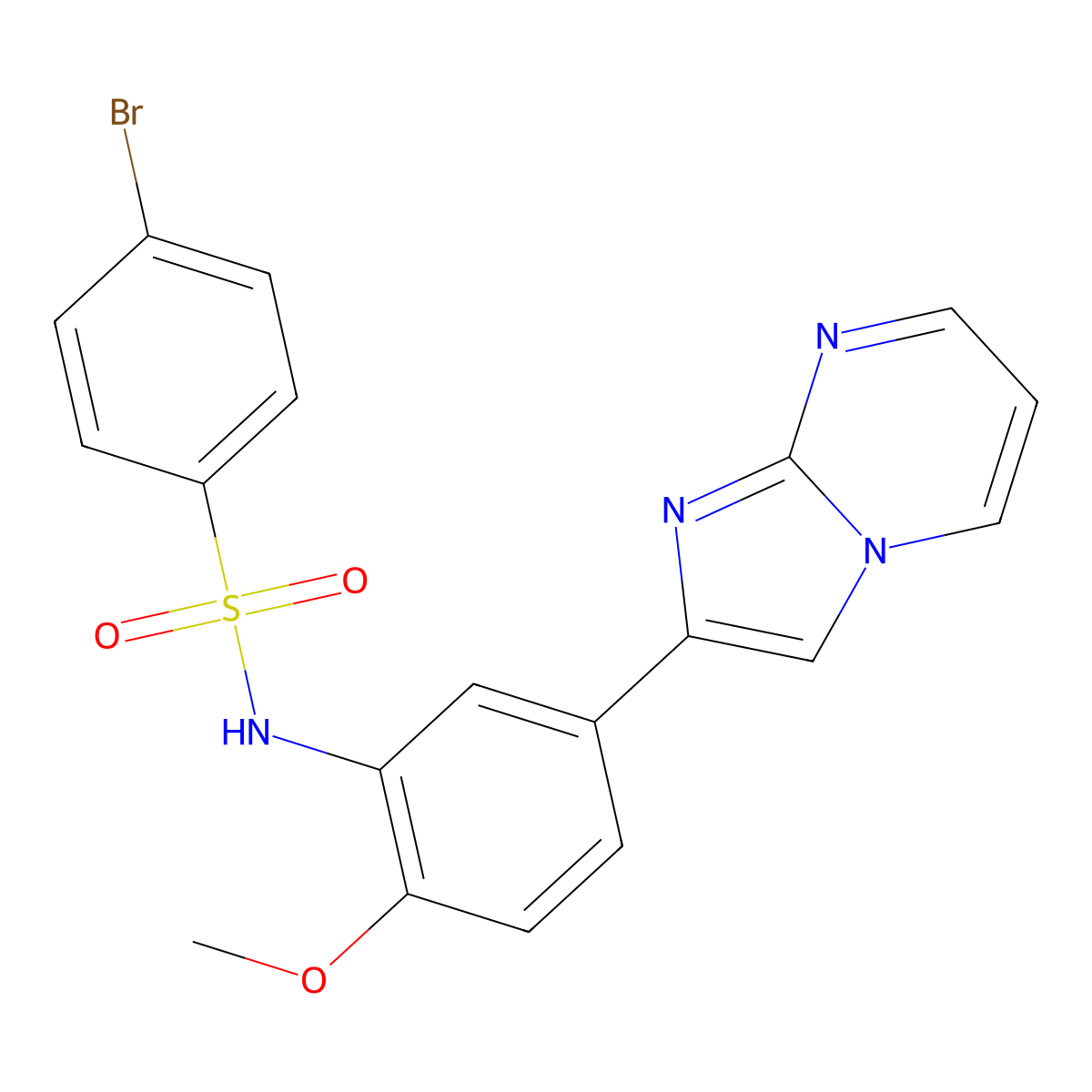 4-bromo-N-(5-{imidazo[1,2-a]pyrimidin-2-yl}-2-methoxyphenyl)benzene-1-sulfonamide molecular structure, CAS 862812-13-3