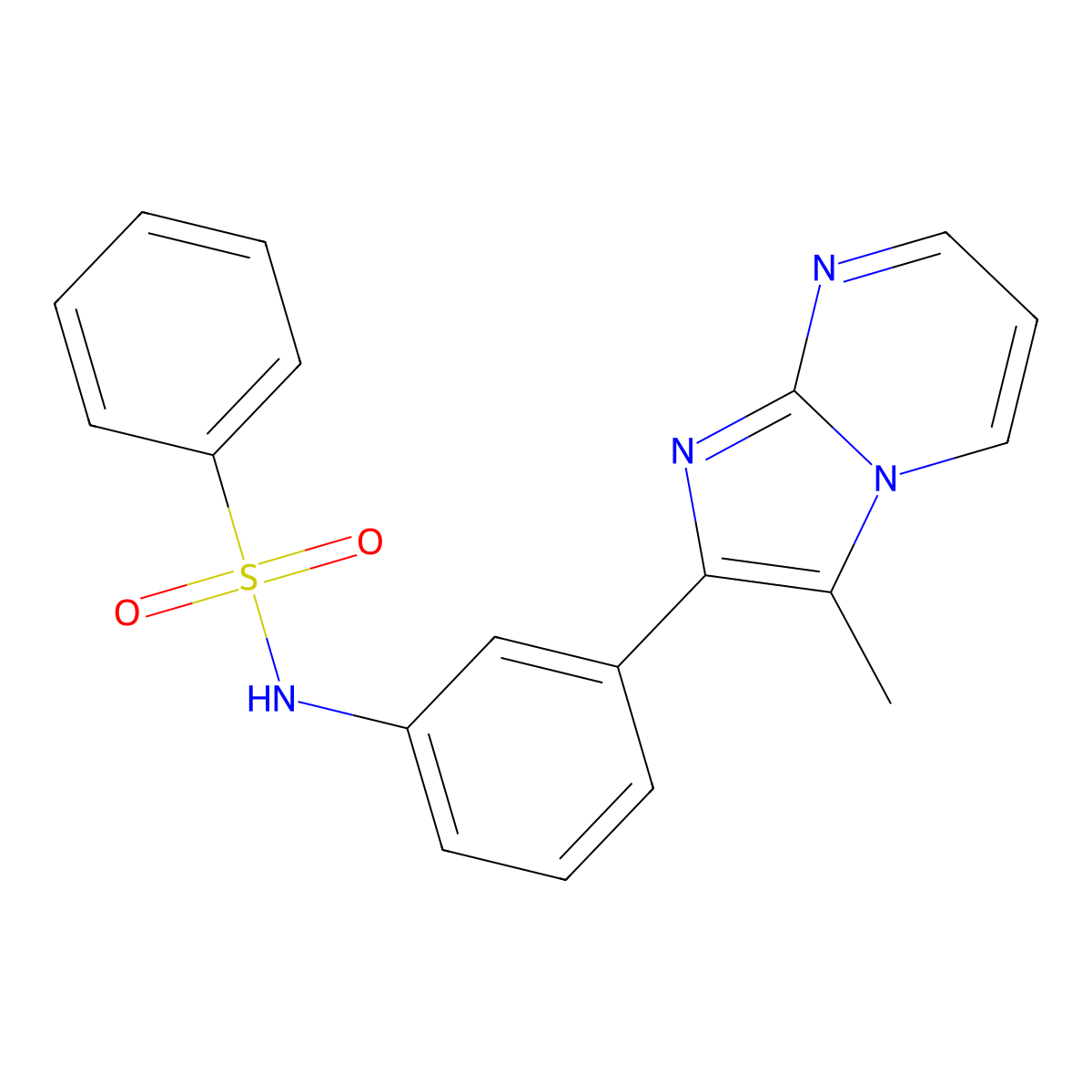 N-(3-{3-methylimidazo[1,2-a]pyrimidin-2-yl}phenyl)benzenesulfonamide molecular structure, CAS 862812-16-6