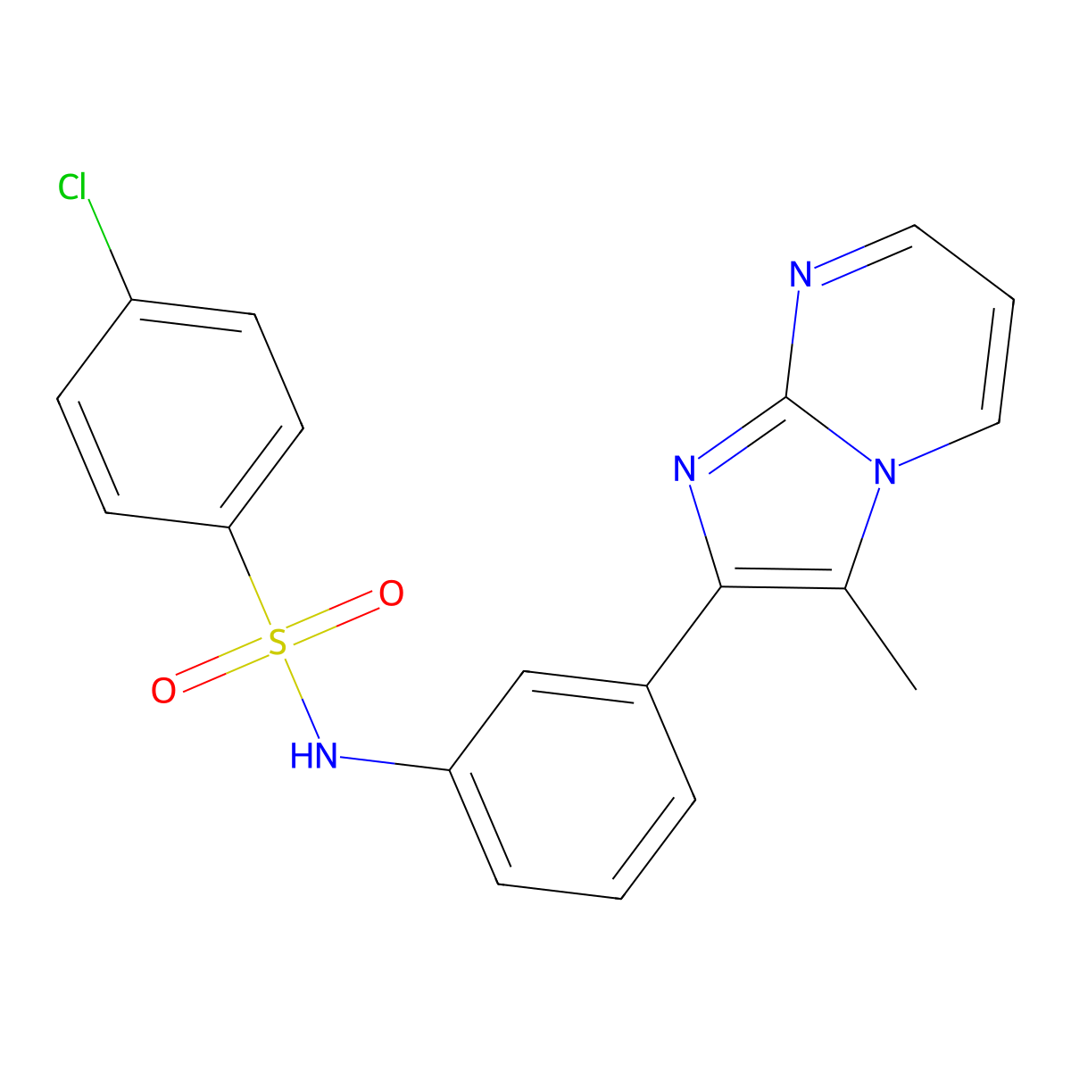 4-chloro-N-(3-(3-methylimidazo[1,2-a]pyrimidin-2-yl)phenyl)benzenesulfonamide molecular structure, CAS 862812-19-9