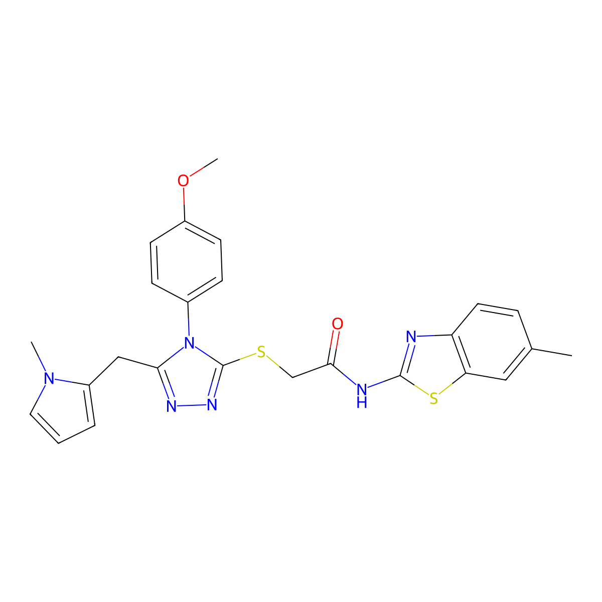 2-((4-(4-methoxyphenyl)-5-((1-methyl-1H-pyrrol-2-yl)methyl)-4H-1,2,4-triazol-3-yl)thio)-N-(6-methylbenzo[d]thiazol-2-yl)acetamide molecular structure, CAS 862812-81-5