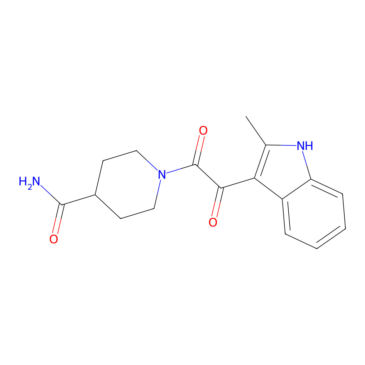 1-[2-(2-methyl-1H-indol-3-yl)-2-oxoacetyl]piperidine-4-carboxamide molecular structure, CAS 862813-51-2