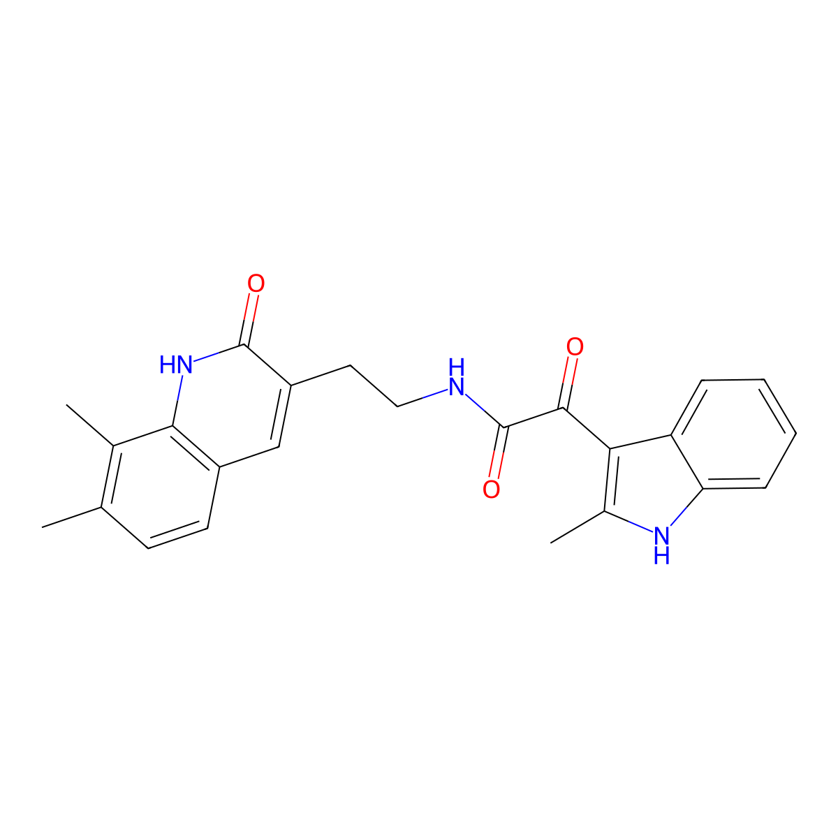 N-[2-(7,8-dimethyl-2-oxo-1,2-dihydroquinolin-3-yl)ethyl]-2-(2-methyl-1H-indol-3-yl)-2-oxoacetamide molecular structure, CAS 862813-57-8