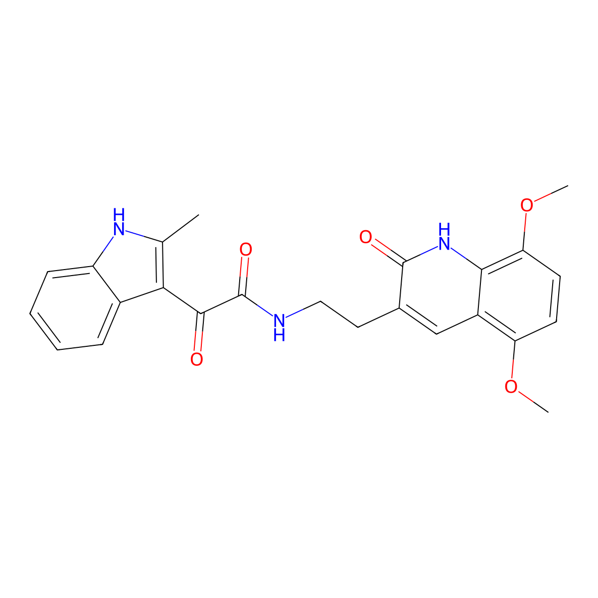 N-(2-(5,8-dimethoxy-2-oxo-1,2-dihydroquinolin-3-yl)ethyl)-2-(2-methyl-1H-indol-3-yl)-2-oxoacetamide molecular structure, CAS 862813-58-9