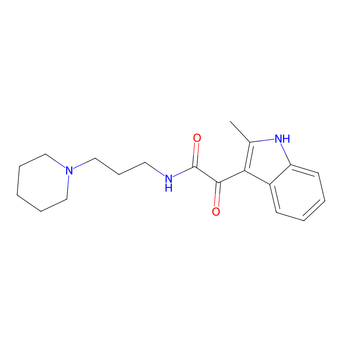 2-(2-methyl-1H-indol-3-yl)-2-oxo-N-(3-piperidin-1-ylpropyl)acetamide molecular structure, CAS 862813-63-6
