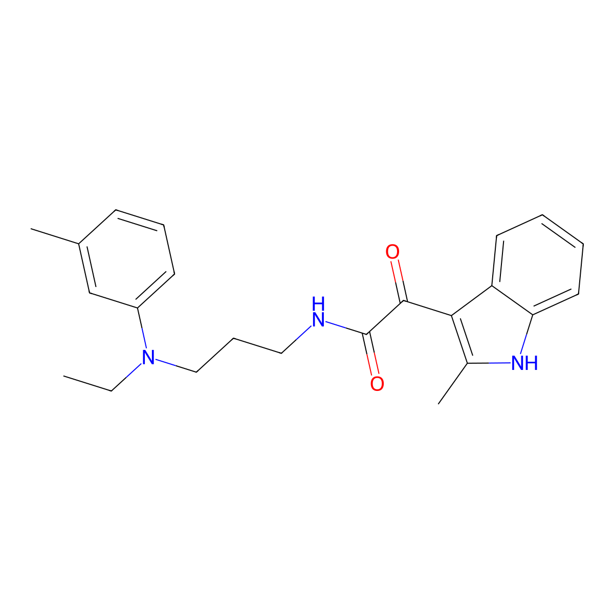 N-(3-(ethyl(m-tolyl)amino)propyl)-2-(2-methyl-1H-indol-3-yl)-2-oxoacetamide molecular structure, CAS 862813-64-7