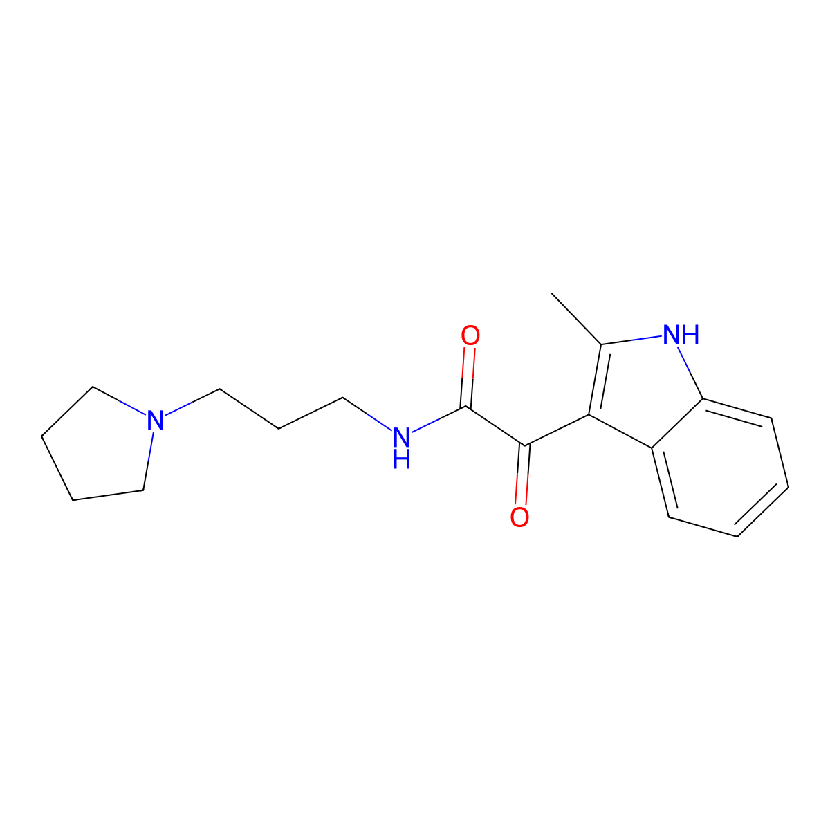 2-(2-methyl-1H-indol-3-yl)-2-oxo-N-(3-pyrrolidin-1-ylpropyl)acetamide molecular structure, CAS 862813-66-9
