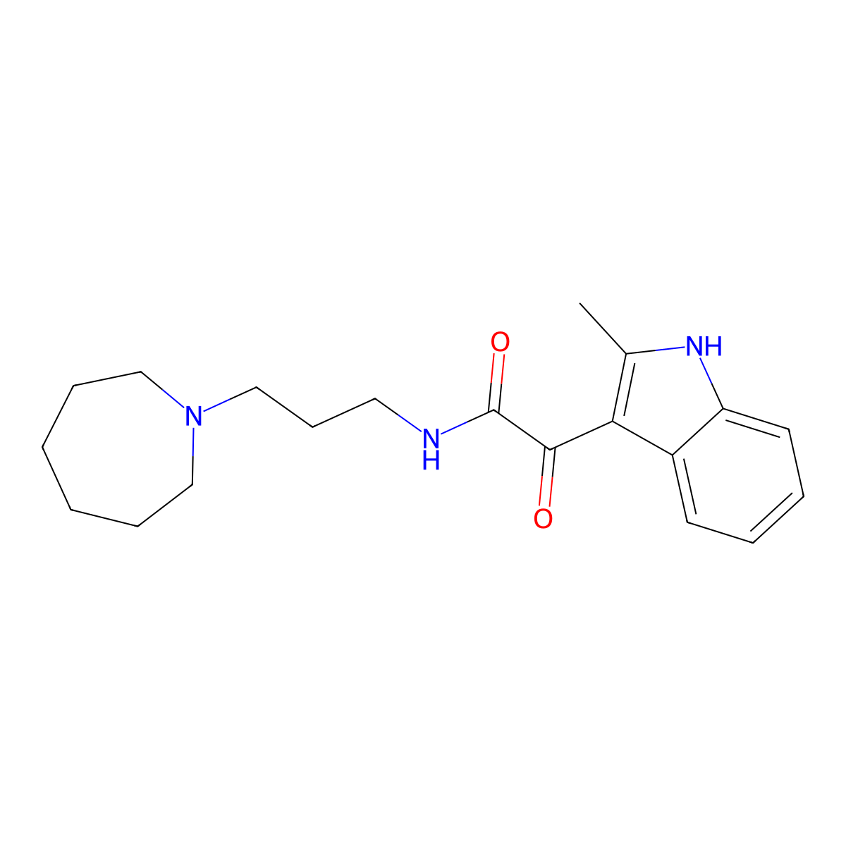 N-[3-(azepan-1-yl)propyl]-2-(2-methyl-1H-indol-3-yl)-2-oxoacetamide molecular structure, CAS 862813-67-0