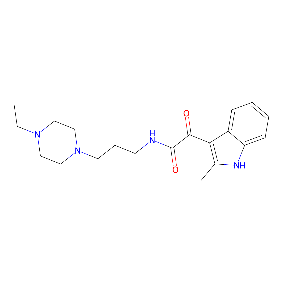 N-[3-(4-ethylpiperazin-1-yl)propyl]-2-(2-methyl-1H-indol-3-yl)-2-oxoacetamide molecular structure, CAS 862813-68-1