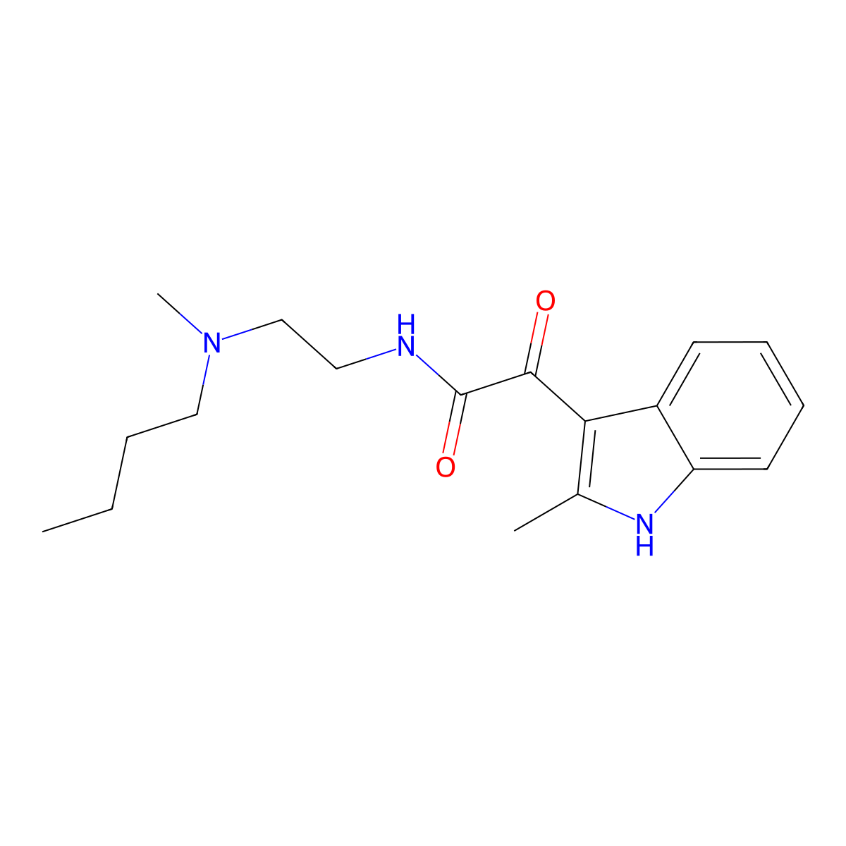 N-(2-(butyl(methyl)amino)ethyl)-2-(2-methyl-1H-indol-3-yl)-2-oxoacetamide molecular structure, CAS 862813-69-2