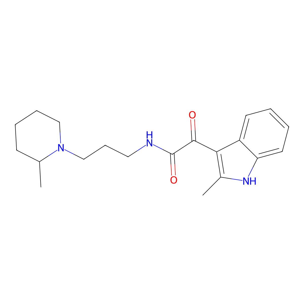2-(2-methyl-1H-indol-3-yl)-N-(3-(2-methylpiperidin-1-yl)propyl)-2-oxoacetamide molecular structure, CAS 862813-78-3