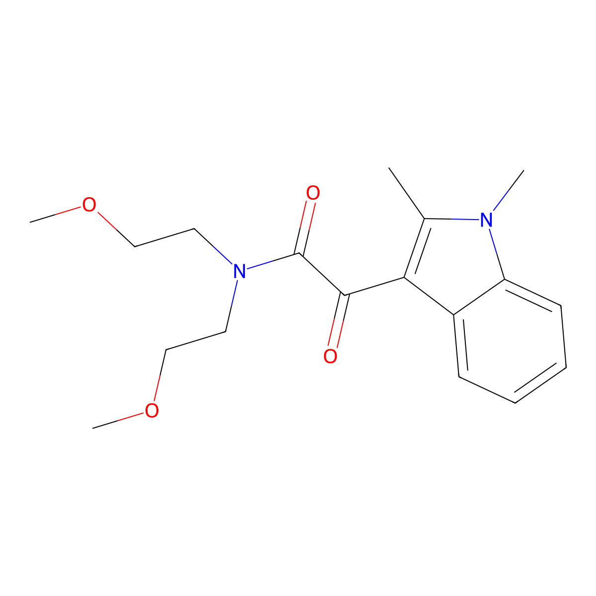2-(1,2-dimethyl-1H-indol-3-yl)-N,N-bis(2-methoxyethyl)-2-oxoacetamide molecular structure, CAS 862813-81-8