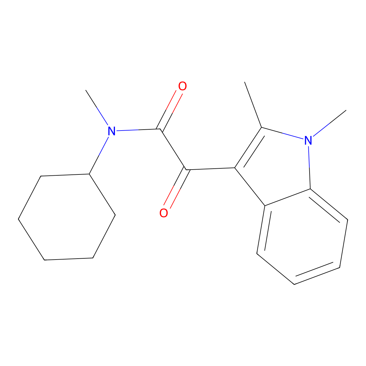 N-cyclohexyl-2-(1,2-dimethyl-1H-indol-3-yl)-N-methyl-2-oxoacetamide molecular structure, CAS 862813-83-0