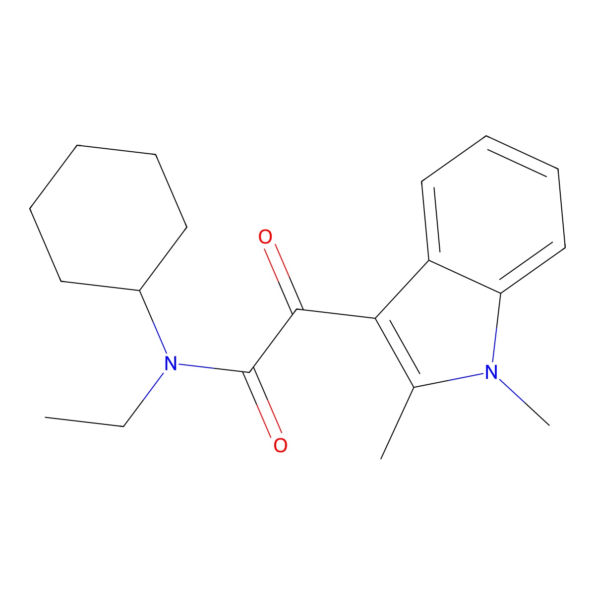 N-cyclohexyl-2-(1,2-dimethyl-1H-indol-3-yl)-N-ethyl-2-oxoacetamide molecular structure, CAS 862813-85-2