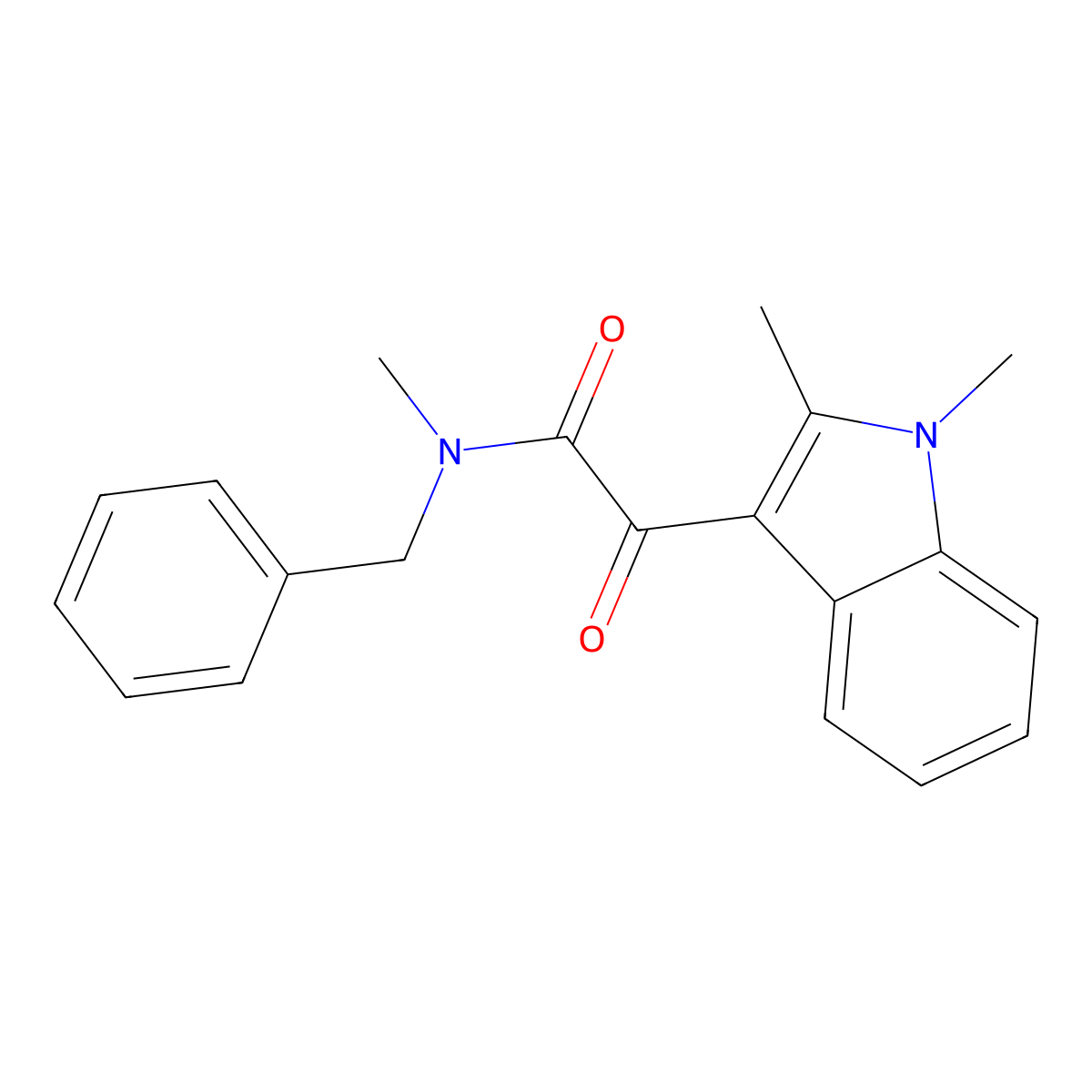 N-benzyl-2-(1,2-dimethyl-1H-indol-3-yl)-N-methyl-2-oxoacetamide molecular structure, CAS 862813-86-3