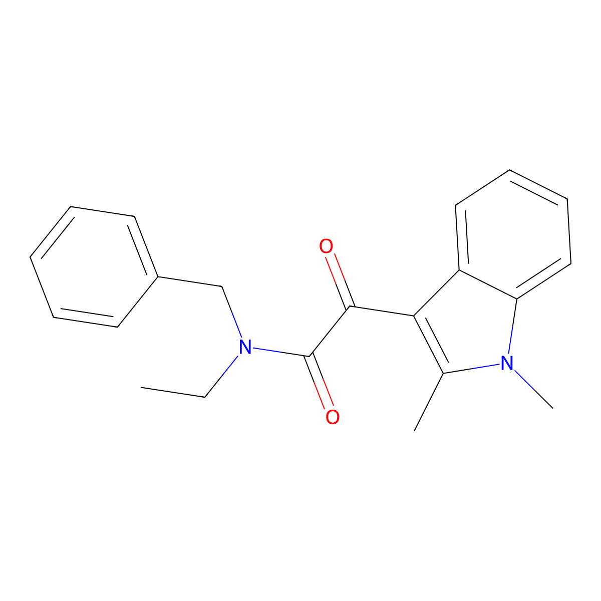N-benzyl-2-(1,2-dimethyl-1H-indol-3-yl)-N-ethyl-2-oxoacetamide molecular structure, CAS 862813-87-4