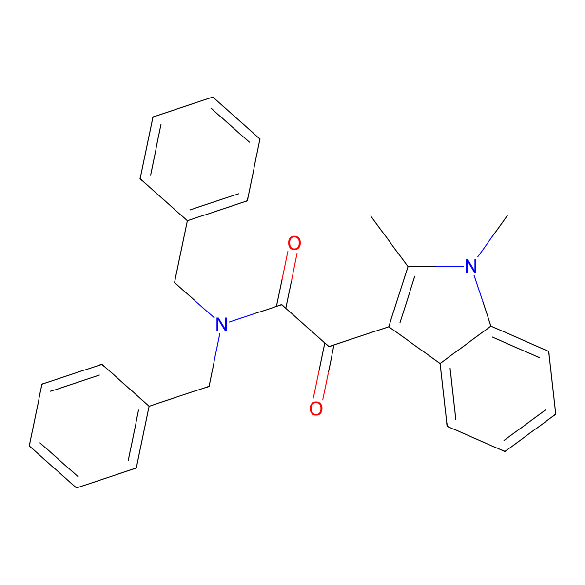 N,N-dibenzyl-2-(1,2-dimethyl-1H-indol-3-yl)-2-oxoacetamide molecular structure, CAS 862813-89-6