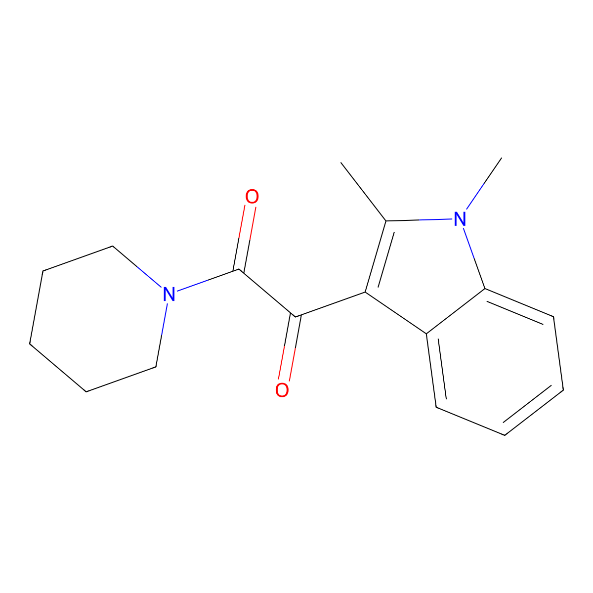 1-(1,2-dimethyl-1H-indol-3-yl)-2-(piperidin-1-yl)ethane-1,2-dione molecular structure, CAS 862813-95-4
