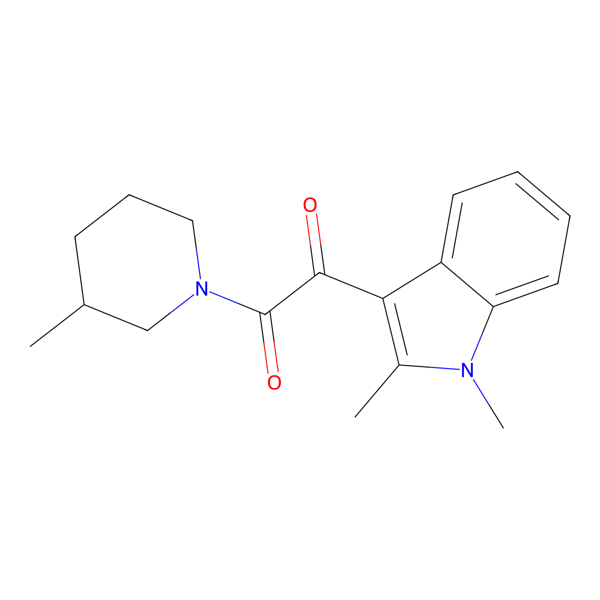 1-(1,2-dimethyl-1H-indol-3-yl)-2-(3-methylpiperidin-1-yl)ethane-1,2-dione molecular structure, CAS 862813-97-6