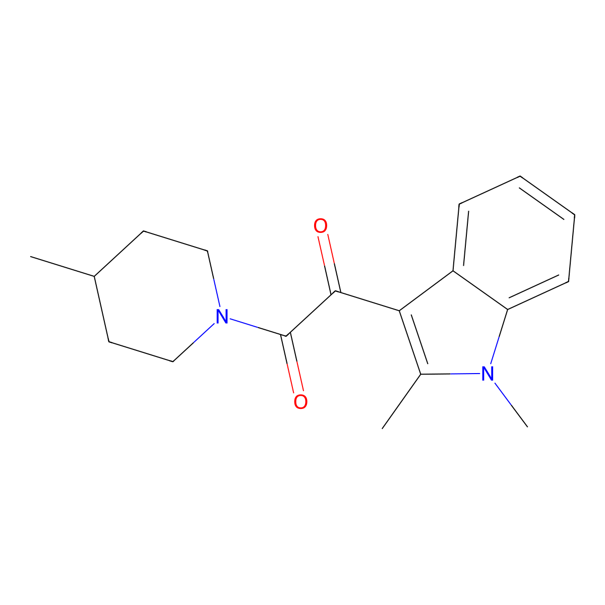 1-(1,2-dimethyl-1H-indol-3-yl)-2-(4-methylpiperidin-1-yl)ethane-1,2-dione molecular structure, CAS 862813-98-7
