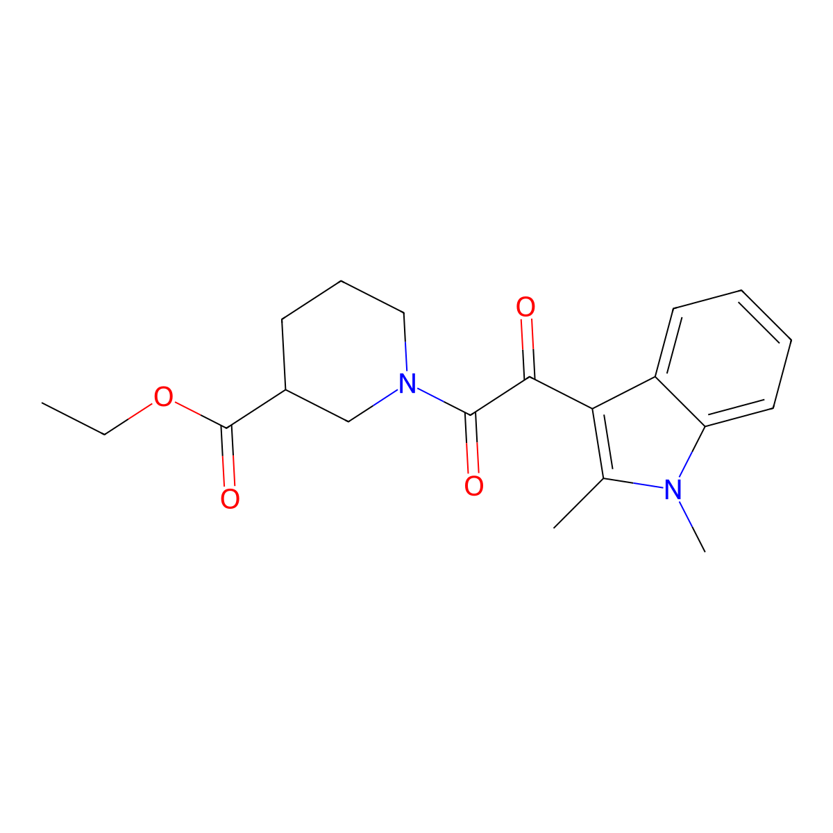 ethyl 1-(2-(1,2-dimethyl-1H-indol-3-yl)-2-oxoacetyl)piperidine-3-carboxylate molecular structure, CAS 862814-01-5