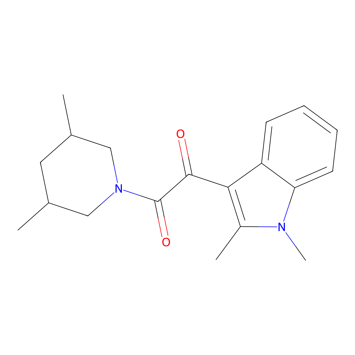 1-(1,2-dimethyl-1H-indol-3-yl)-2-(3,5-dimethylpiperidin-1-yl)ethane-1,2-dione molecular structure, CAS 862814-06-0