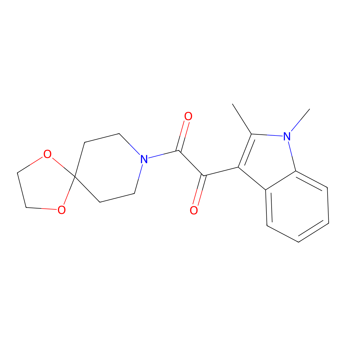 1-(1,2-Dimethylindol-3-yl)-2-(1,4-dioxa-8-azaspiro[4.5]decan-8-yl)ethane-1,2-dione molecular structure, CAS 862814-07-1