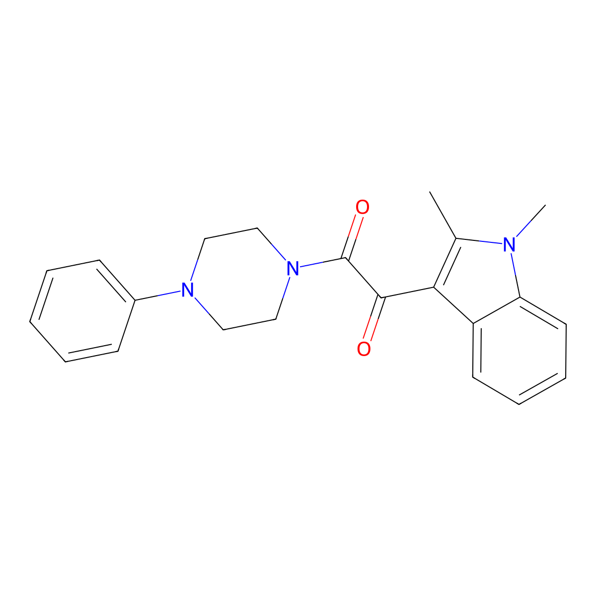 1-(1,2-dimethyl-1H-indol-3-yl)-2-(4-phenylpiperazin-1-yl)ethane-1,2-dione molecular structure, CAS 862814-12-8