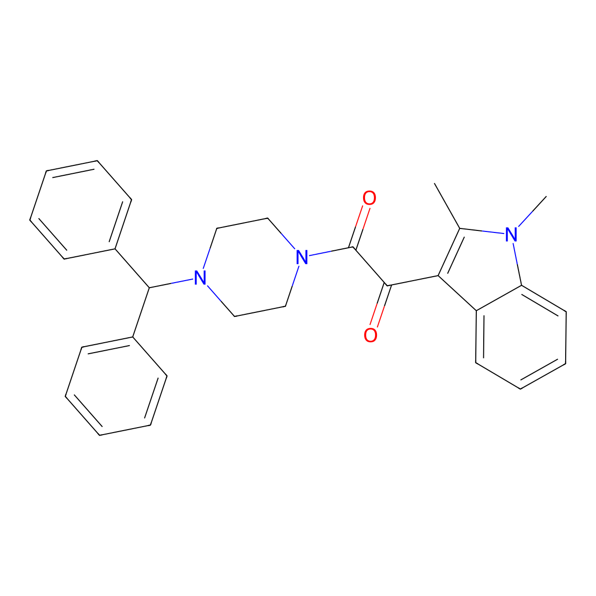 1-(4-benzhydrylpiperazin-1-yl)-2-(1,2-dimethyl-1H-indol-3-yl)ethane-1,2-dione molecular structure, CAS 862814-13-9