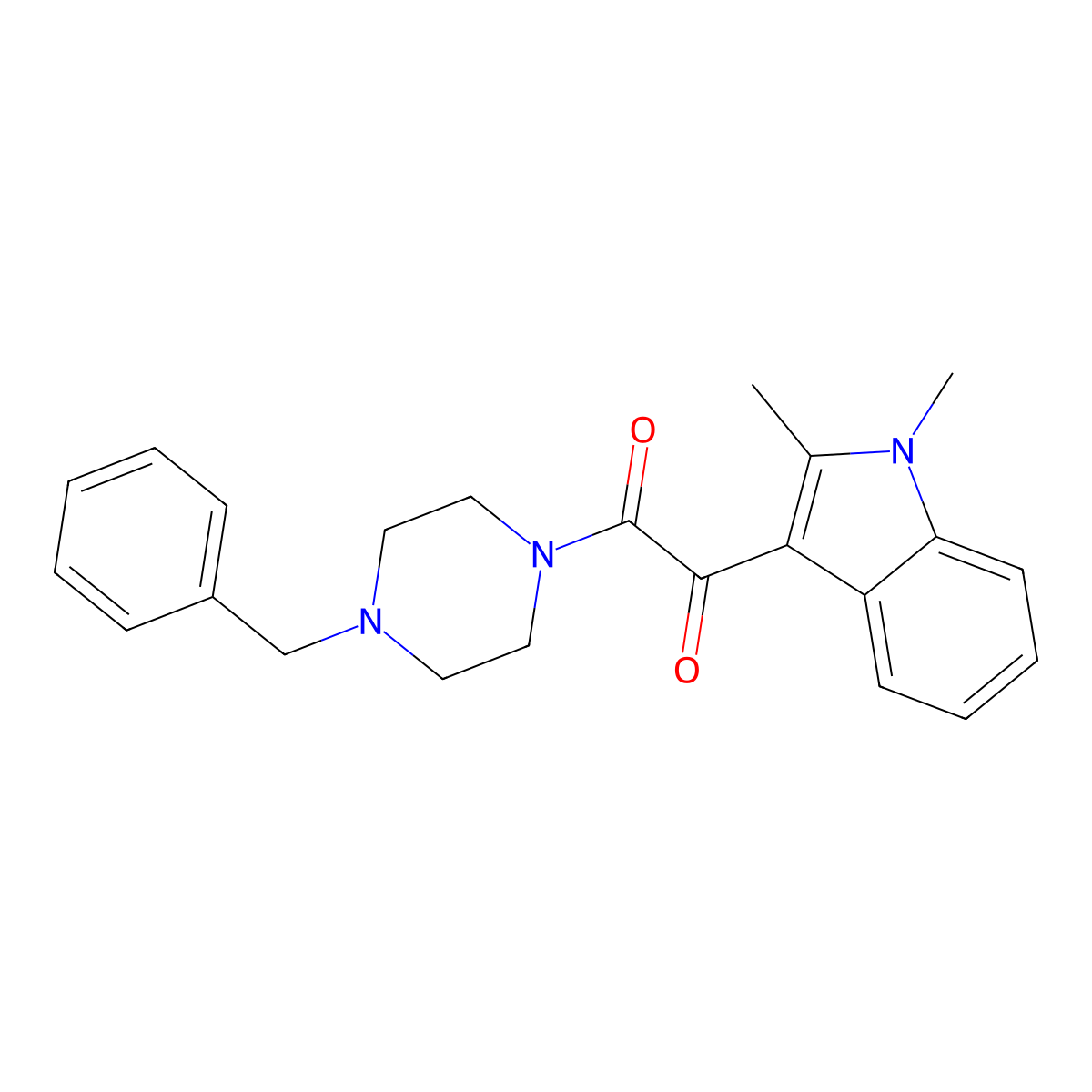 1-(4-benzylpiperazin-1-yl)-2-(1,2-dimethyl-1H-indol-3-yl)ethane-1,2-dione molecular structure, CAS 862814-15-1