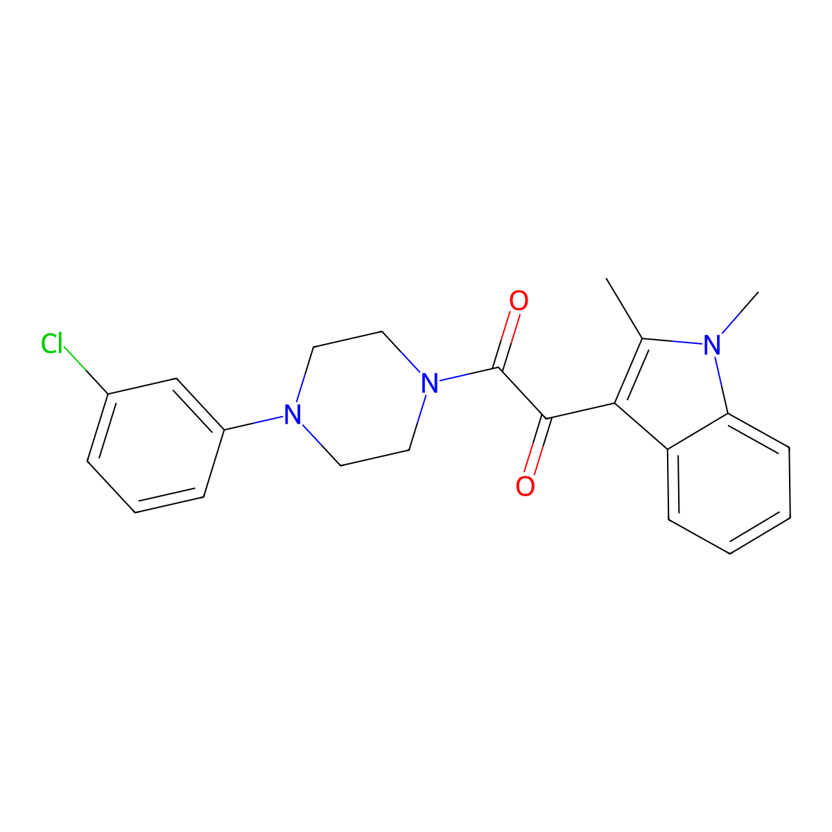 1-[4-(3-chlorophenyl)piperazin-1-yl]-2-(1,2-dimethyl-1H-indol-3-yl)ethane-1,2-dione molecular structure, CAS 862814-17-3