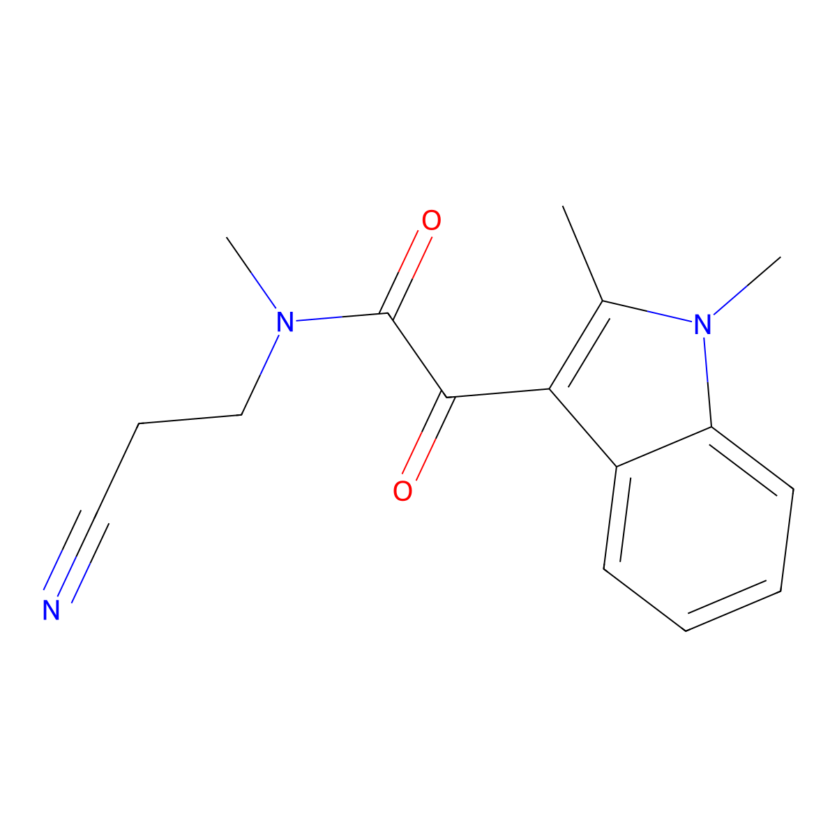 N-(2-cyanoethyl)-2-(1,2-dimethyl-1H-indol-3-yl)-N-methyl-2-oxoacetamide molecular structure, CAS 862814-24-2