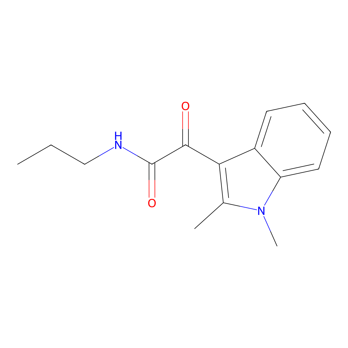 2-(1,2-dimethyl-1H-indol-3-yl)-2-oxo-N-propylacetamide molecular structure, CAS 862814-29-7