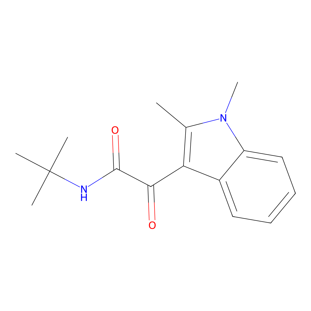 N-tert-butyl-2-(1,2-dimethylindol-3-yl)-2-oxoacetamide molecular structure, CAS 862814-37-7
