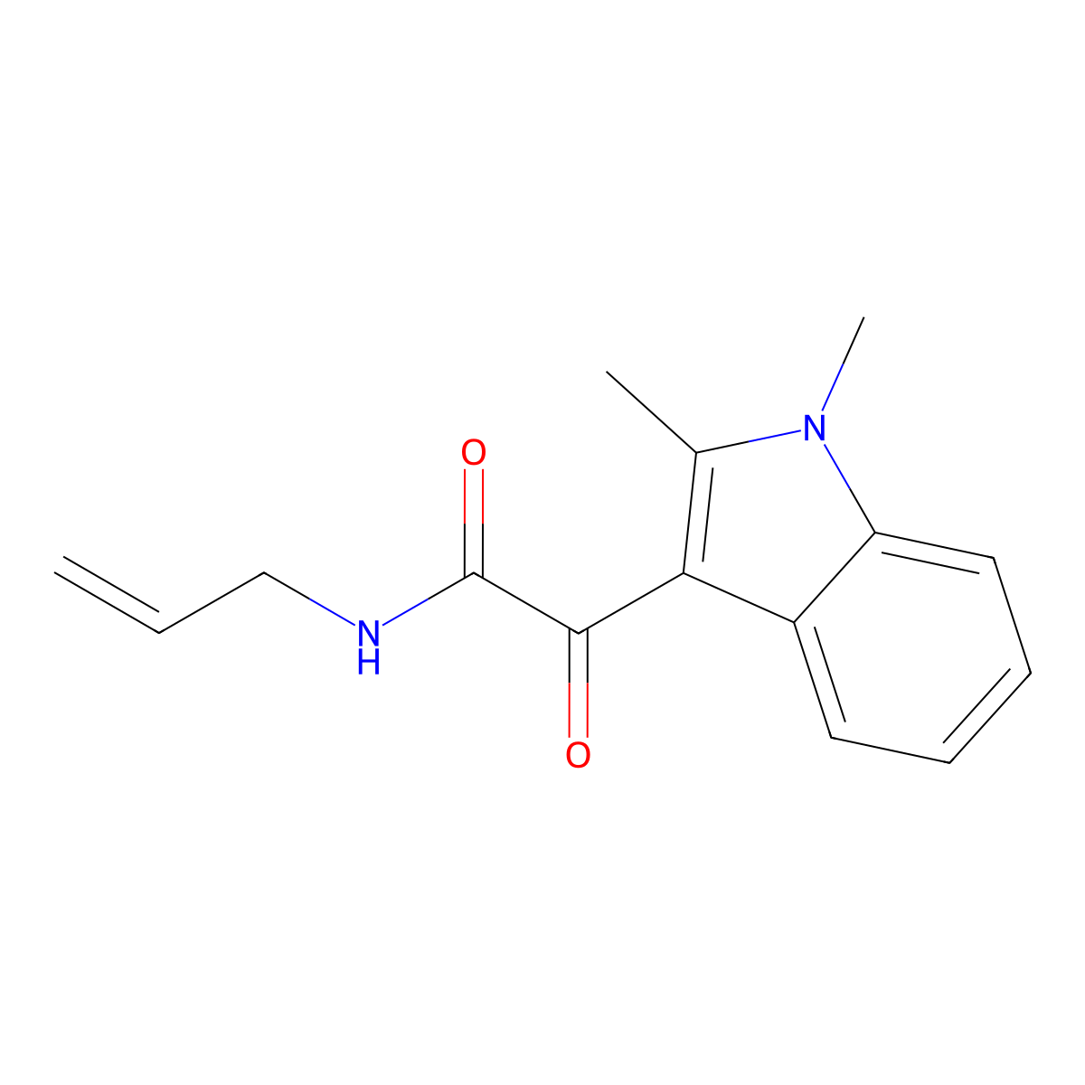 N-allyl-2-(1,2-dimethyl-1H-indol-3-yl)-2-oxoacetamide molecular structure, CAS 862814-39-9