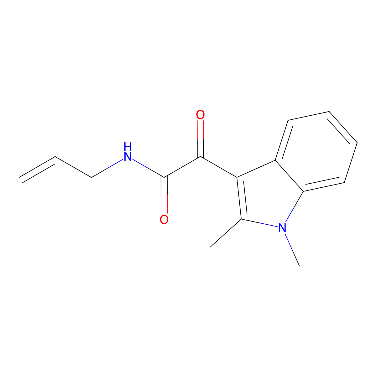 N-allyl-2-(1,2-dimethyl-1H-indol-3-yl)-2-oxoacetamide molecular structure, CAS 862814-39-9