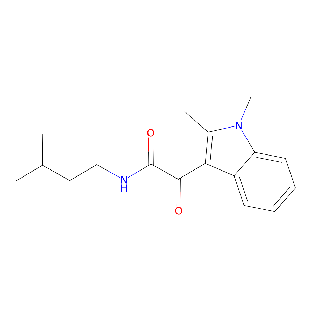 2-(1,2-dimethyl-1H-indol-3-yl)-N-isopentyl-2-oxoacetamide molecular structure, CAS 862814-41-3