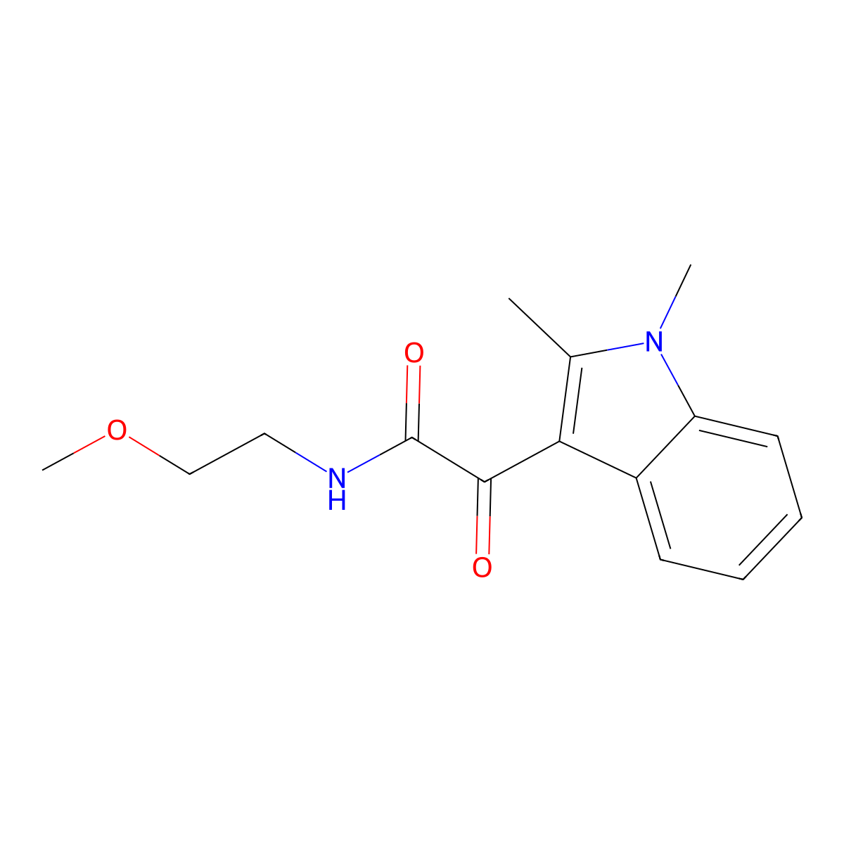 2-(1,2-dimethyl-1H-indol-3-yl)-N-(2-methoxyethyl)-2-oxoacetamide molecular structure, CAS 862814-43-5