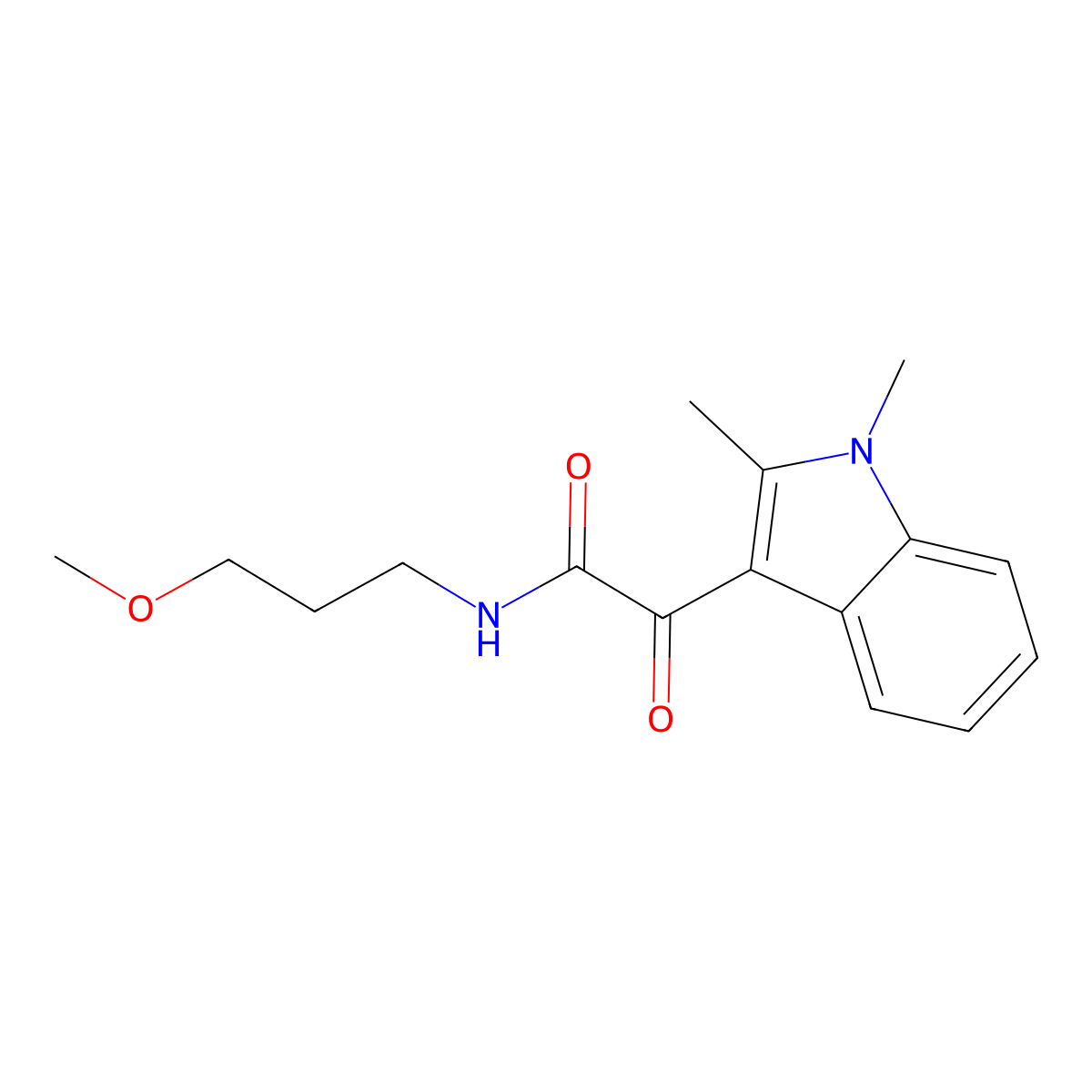 2-(1,2-dimethyl-1H-indol-3-yl)-N-(3-methoxypropyl)-2-oxoacetamide molecular structure, CAS 862814-45-7