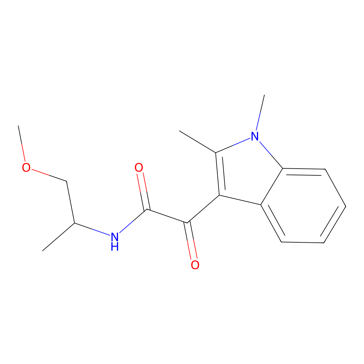 2-(1,2-dimethyl-1H-indol-3-yl)-N-(1-methoxypropan-2-yl)-2-oxoacetamide molecular structure, CAS 862814-49-1