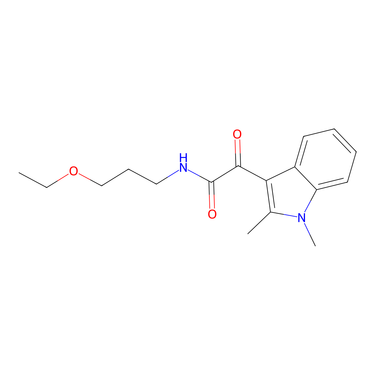2-(1,2-dimethyl-1H-indol-3-yl)-N-(3-ethoxypropyl)-2-oxoacetamide molecular structure, CAS 862814-51-5