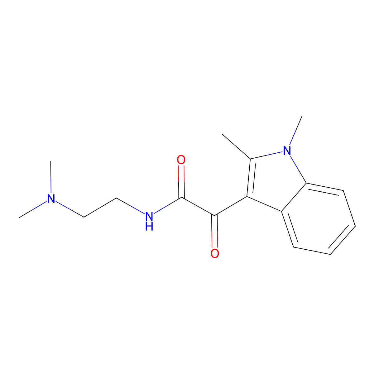 2-(1,2-dimethyl-1H-indol-3-yl)-N-(2-(dimethylamino)ethyl)-2-oxoacetamide molecular structure, CAS 862814-53-7