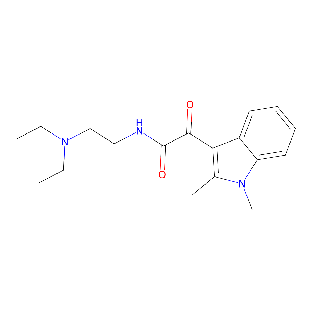 N-(2-(diethylamino)ethyl)-2-(1,2-dimethyl-1H-indol-3-yl)-2-oxoacetamide molecular structure, CAS 862814-55-9