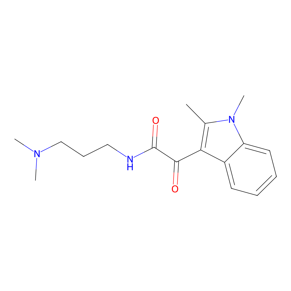 N-[3-(dimethylamino)propyl]-2-(1,2-dimethylindol-3-yl)-2-oxoacetamide molecular structure, CAS 862814-57-1