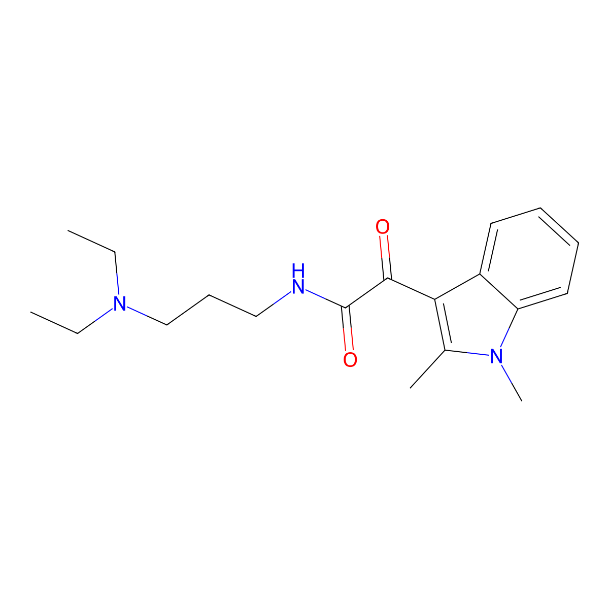 N-[3-(diethylamino)propyl]-2-(1,2-dimethylindol-3-yl)-2-oxoacetamide molecular structure, CAS 862814-59-3