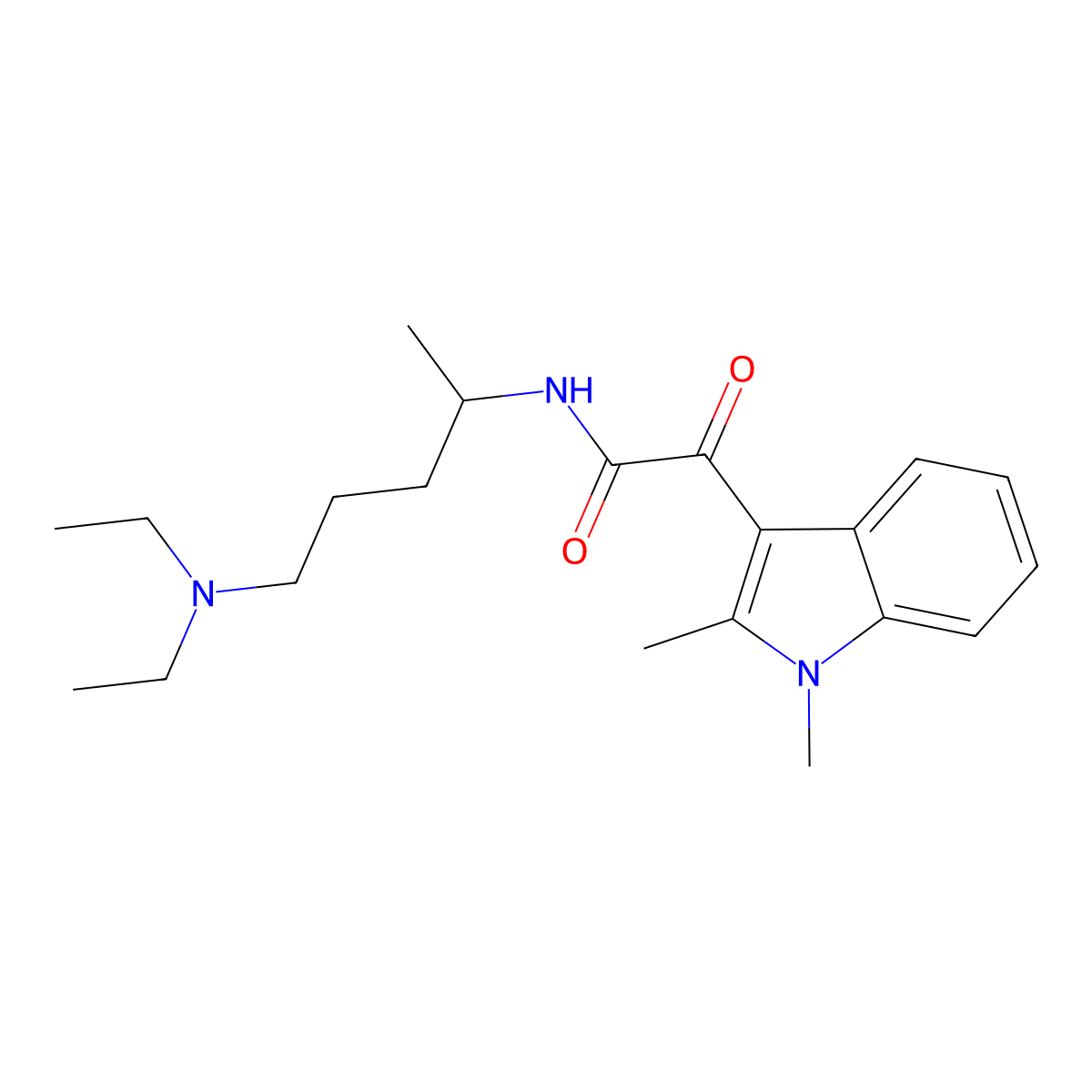 N-(5-(diethylamino)pentan-2-yl)-2-(1,2-dimethyl-1H-indol-3-yl)-2-oxoacetamide molecular structure, CAS 862814-61-7
