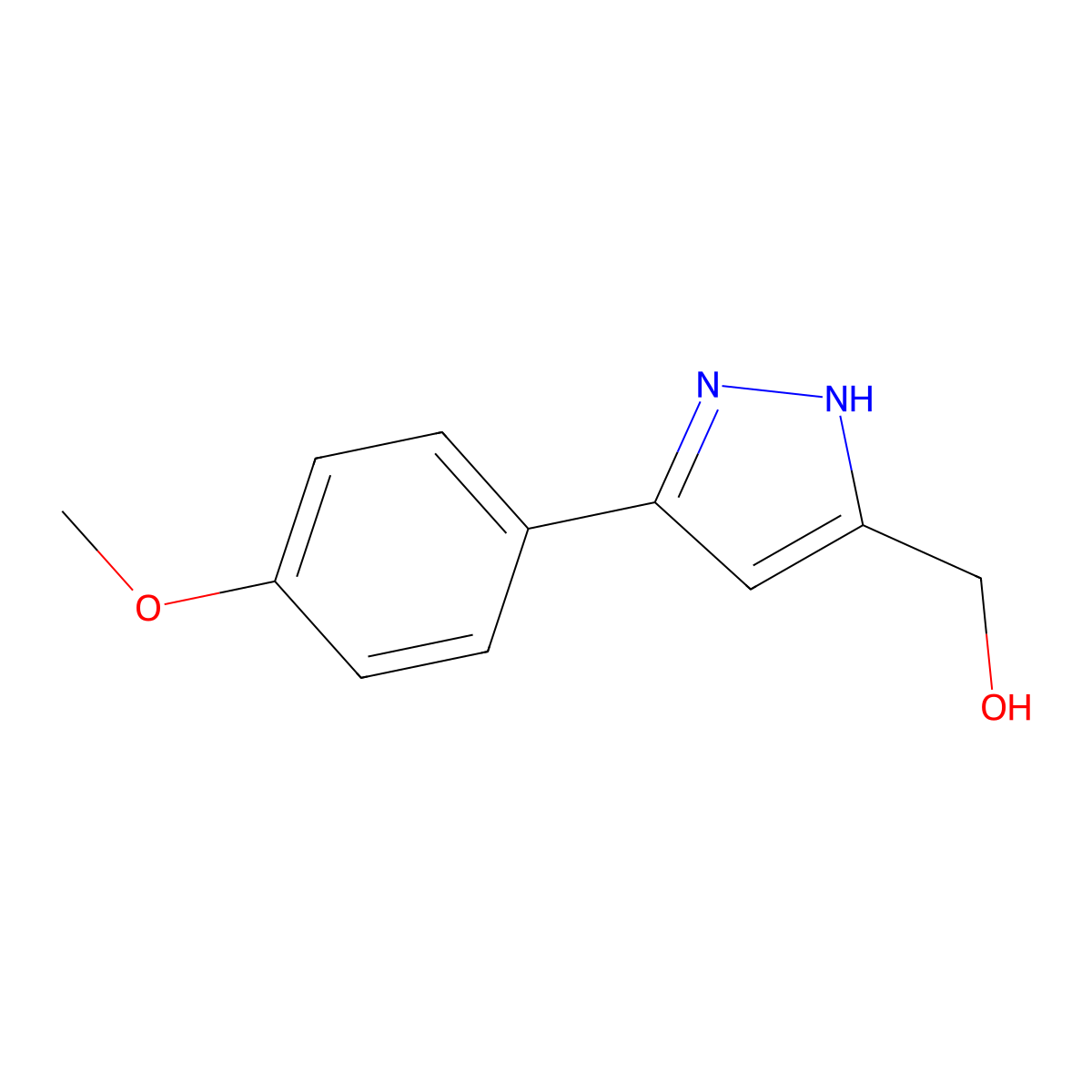 (3-(4-methoxyphenyl)-1H-pyrazol-5-yl)methanol molecular structure, CAS 862816-07-7