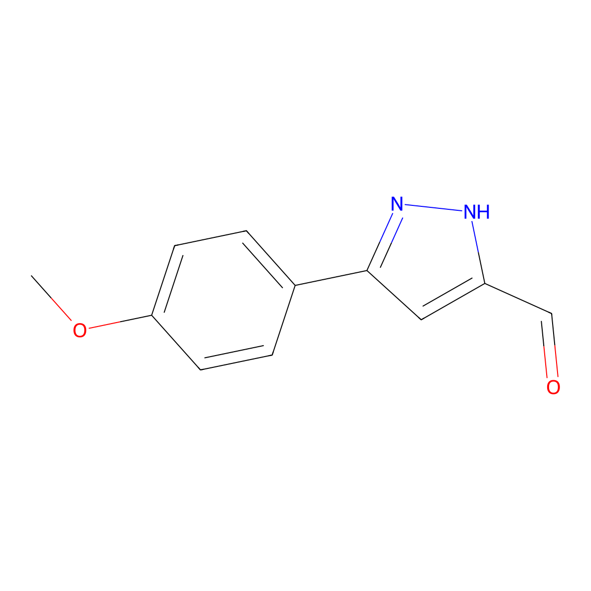 3-(4-methoxyphenyl)-1H-pyrazole-5-carbaldehyde molecular structure, CAS 862816-08-8