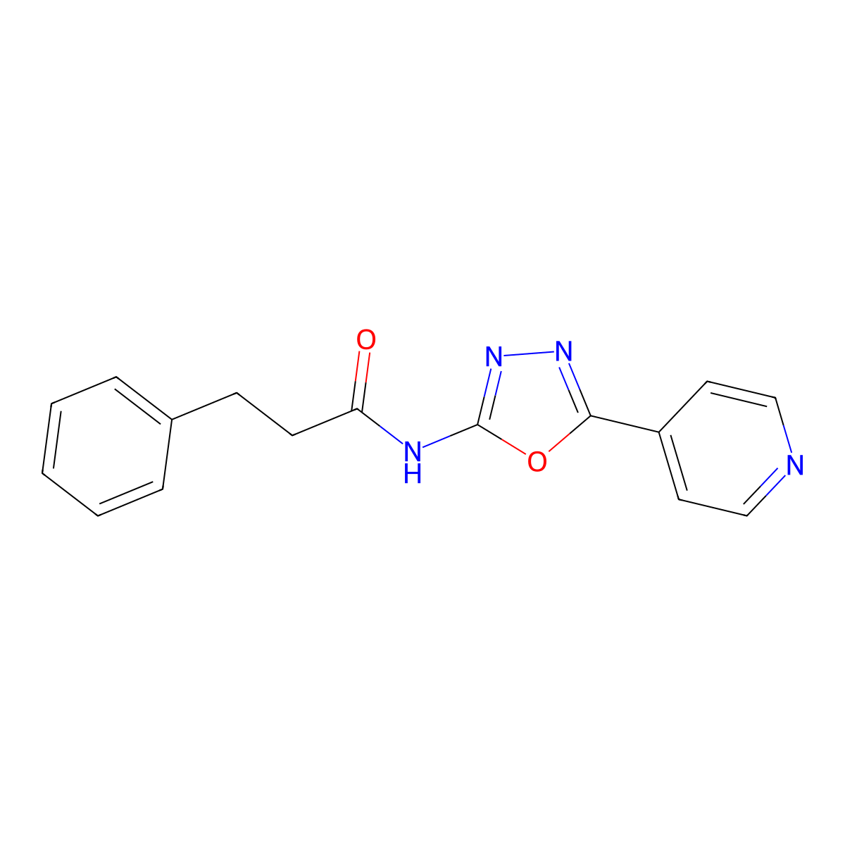 3-phenyl-N-(5-(pyridin-4-yl)-1,3,4-oxadiazol-2-yl)propanamide molecular structure, CAS 862825-02-3