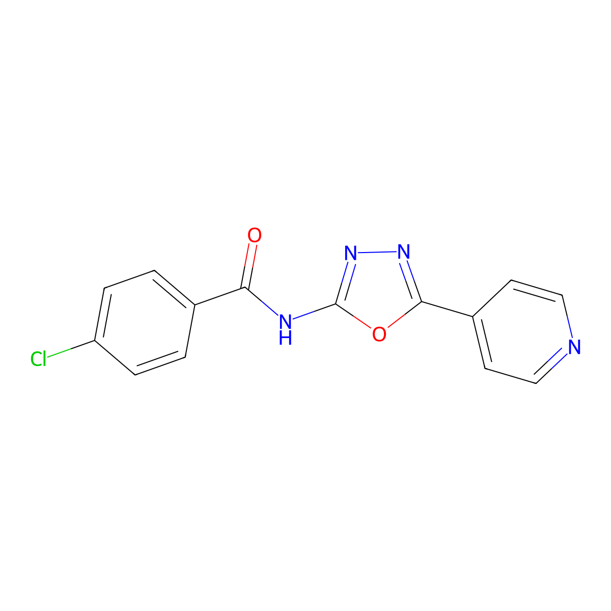 4-chloro-N-(5-pyridin-4-yl-1,3,4-oxadiazol-2-yl)benzamide molecular structure, CAS 862825-04-5