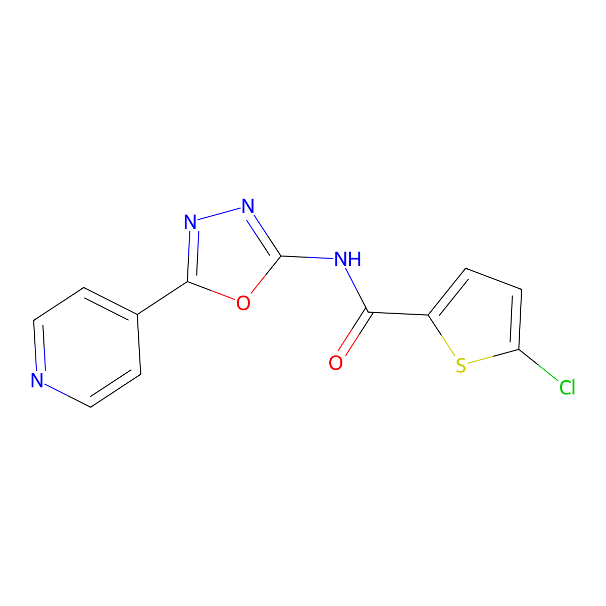 5-chloro-N-[5-(pyridin-4-yl)-1,3,4-oxadiazol-2-yl]thiophene-2-carboxamide molecular structure, CAS 862825-05-6